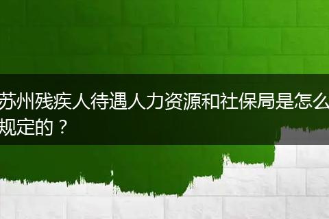 苏州残疾人待遇人力资源和社保局是怎么规定的？