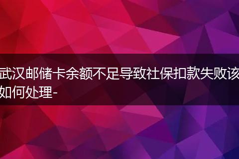 武汉邮储卡余额不足导致社保扣款失败该如何处理-