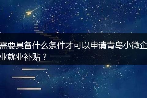 需要具备什么条件才可以申请青岛小微企业就业补贴？