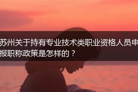 苏州关于持有专业技术类职业资格人员申报职称政策是怎样的？