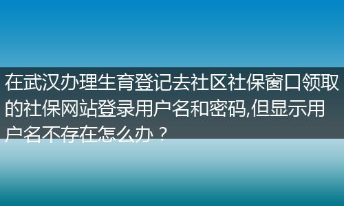 在武汉办理生育登记去社区社保窗口领取的社保网站登录用户名和密码,但显示用户名不存在怎么办？