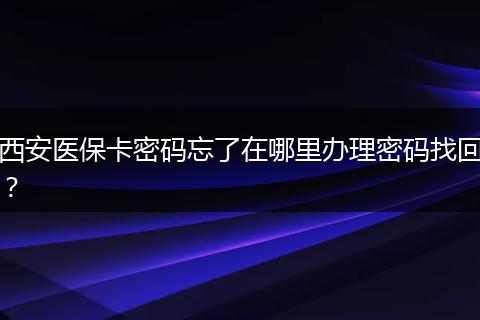 西安医保卡密码忘了在哪里办理密码找回？