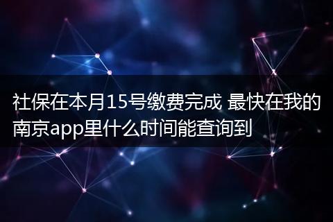 社保在本月15号缴费完成 最快在我的南京app里什么时间能查询到