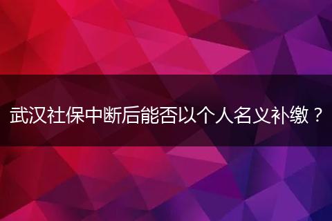 武汉社保中断后能否以个人名义补缴？