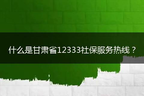什么是甘肃省12333社保服务热线？