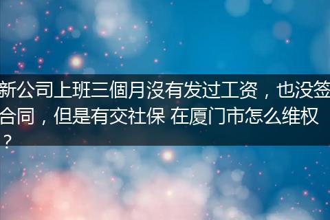新公司上班三個月沒有发过工资，也没签合同，但是有交社保 在厦门市怎么维权？