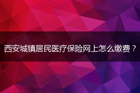 西安城镇居民医疗保险网上怎么缴费？