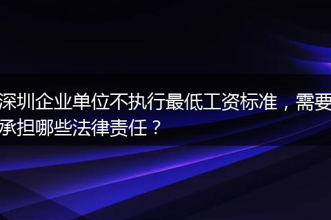 深圳企业单位不执行最低工资标准，需要承担哪些法律责任？