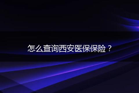 怎么查询西安医保保险？