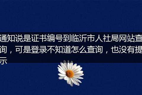 通知说是证书编号到临沂市人社局网站查询，可是登录不知道怎么查询，也没有提示