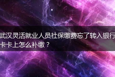 武汉灵活就业人员社保缴费忘了转入银行卡卡上怎么补缴？