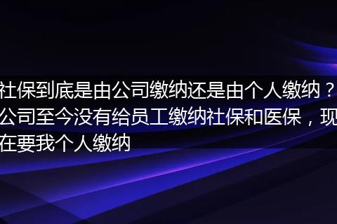社保到底是由公司缴纳还是由个人缴纳？公司至今没有给员工缴纳社保和医保，现在要我个人缴纳