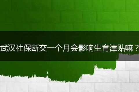 武汉社保断交一个月会影响生育津贴嘛？