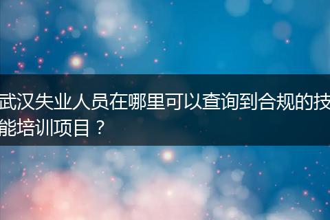 武汉失业人员在哪里可以查询到合规的技能培训项目？