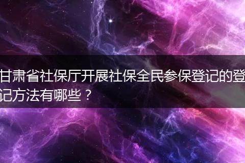 甘肃省社保厅开展社保全民参保登记的登记方法有哪些？