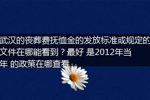武汉的丧葬费抚恤金的发放标准或规定的文件在哪能看到？最好 是2012年当年 的政策在哪查看