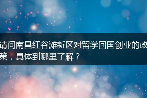 请问南昌红谷滩新区对留学回国创业的政策，具体到哪里了解？