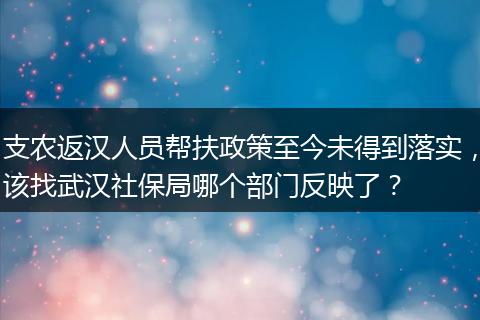 支农返汉人员帮扶政策至今未得到落实，该找武汉社保局哪个部门反映了？