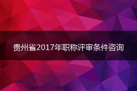 贵州省2017年职称评审条件咨询
