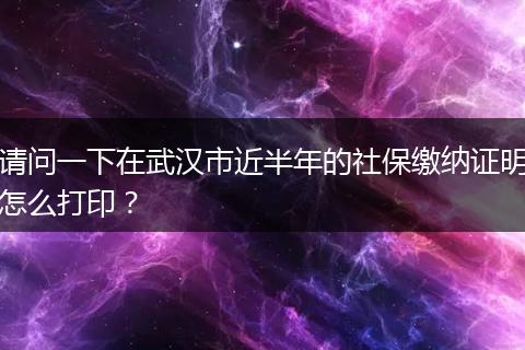 请问一下在武汉市近半年的社保缴纳证明怎么打印？