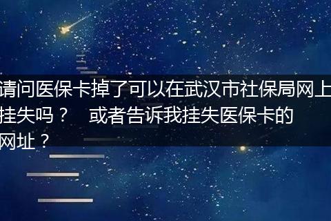 请问医保卡掉了可以在武汉市社保局网上挂失吗？   或者告诉我挂失医保卡的网址？