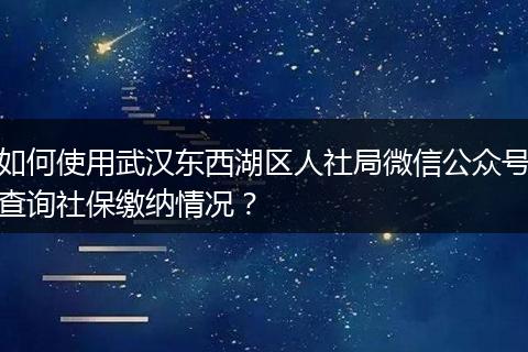 如何使用武汉东西湖区人社局微信公众号查询社保缴纳情况？