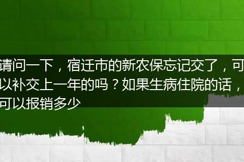 请问一下，宿迁市的新农保忘记交了，可以补交上一年的吗？如果生病住院的话，可以报销多少