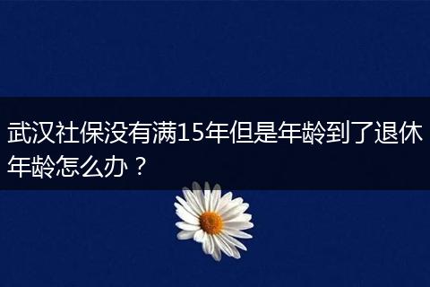 武汉社保没有满15年但是年龄到了退休年龄怎么办？
