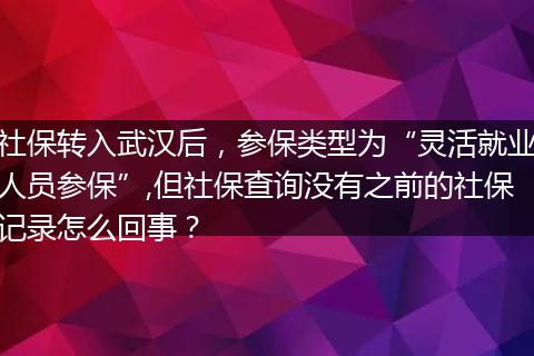 社保转入武汉后，参保类型为“灵活就业人员参保”,但社保查询没有之前的社保记录怎么回事？