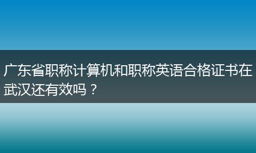 广东省职称计算机和职称英语合格证书在武汉还有效吗？