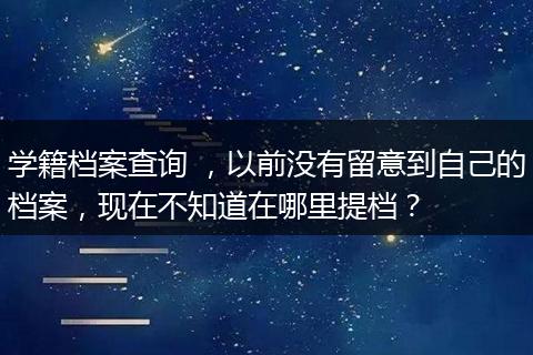 学籍档案查询 ，以前没有留意到自己的档案，现在不知道在哪里提档？
