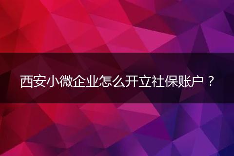 西安小微企业怎么开立社保账户？