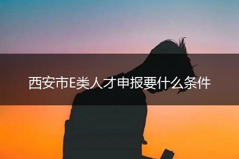 西安市E类人才申报要什么条件