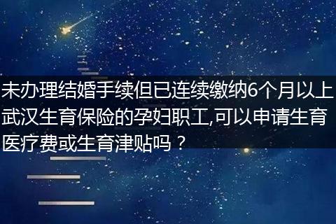 未办理结婚手续但已连续缴纳6个月以上武汉生育保险的孕妇职工,可以申请生育医疗费或生育津贴吗？