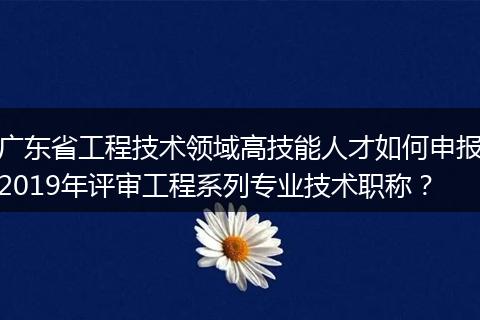 广东省工程技术领域高技能人才如何申报2019年评审工程系列专业技术职称?