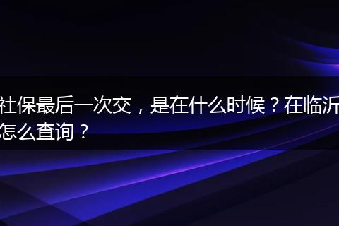 社保最后一次交，是在什么时候？在临沂怎么查询？