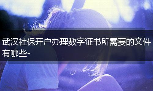 武汉社保开户办理数字证书所需要的文件有哪些-