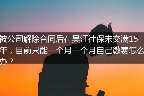 被公司解除合同后在吴江社保未交满15年,目前只能一个月一个月自己缴费怎么办?