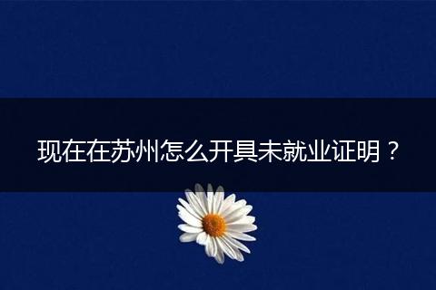 现在在苏州怎么开具未就业证明？