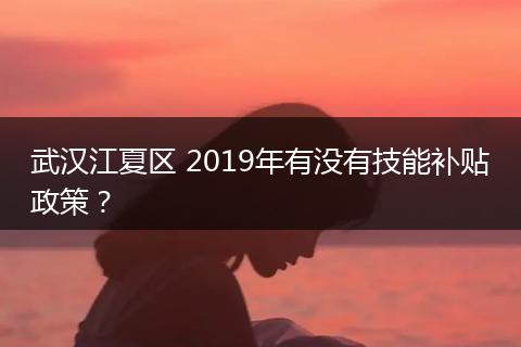 武汉江夏区 2019年有没有技能补贴政策？