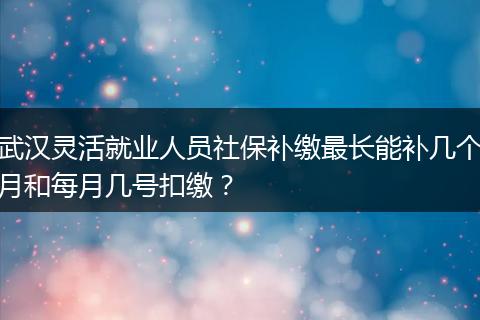 武汉灵活就业人员社保补缴最长能补几个月和每月几号扣缴？