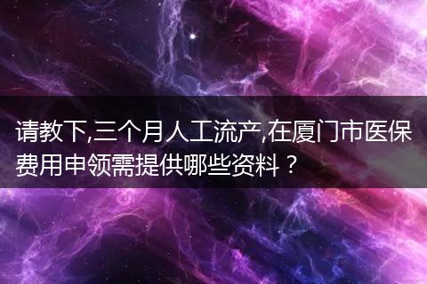 请教下,三个月人工流产,在厦门市医保费用申领需提供哪些资料？