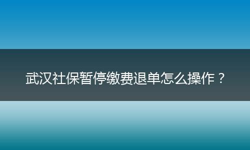 武汉社保暂停缴费退单怎么操作？