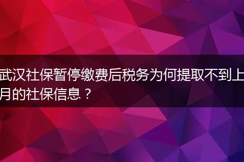 武汉社保暂停缴费后税务为何提取不到上月的社保信息？