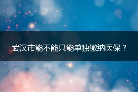 武汉市能不能只能单独缴纳医保?