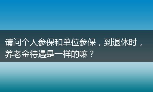 请问个人参保和单位参保，到退休时， 养老金待遇是一样的嘛？