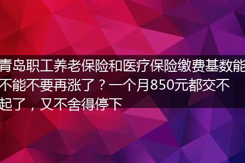 青岛职工养老保险和医疗保险缴费基数能不能不要再涨了？一个月850元都交不起了，又不舍得停下