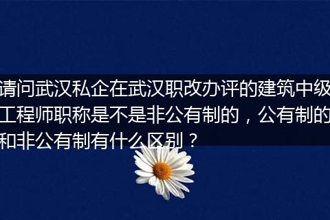 请问武汉私企在武汉职改办评的建筑中级工程师职称是不是非公有制的，公有制的和非公有制有什么区别？