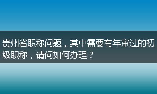 贵州省职称问题，其中需要有年审过的初级职称，请问如何办理？