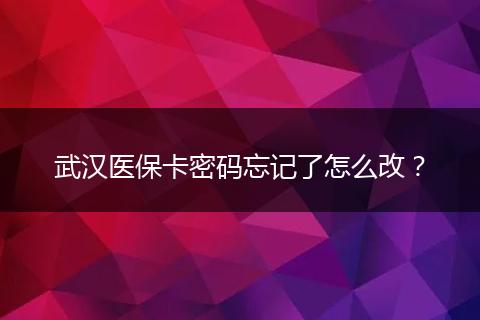 武汉医保卡密码忘记了怎么改？